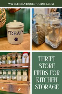 vintage and thrifted kitchen storage organization