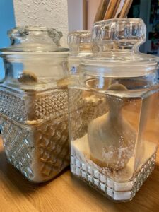 thrifted glass jars to hold pantry staples