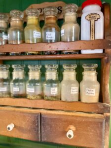 vintage spice storage in a modern kitchen