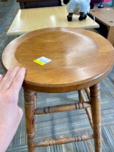 mindful thrifting a secondhand wooden stool