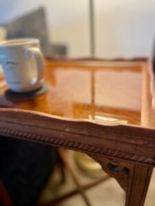 vintage wood end table found secondhand thrifted home decor
