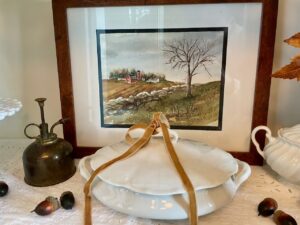 fall hutch decor ideas with thrifted and vintage finds