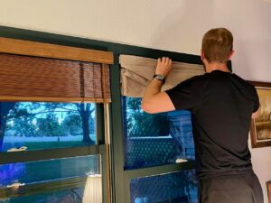 cordless roman shade in a living room