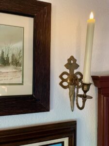 thrifted brass candle sconce