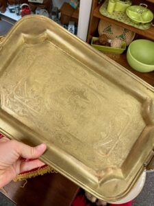 a vintage brass tray found at an antique mall secondhand fall decor