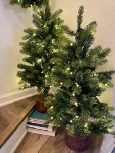 styling small trees for Christmas