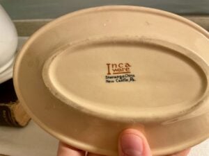 Incaware marking on back of thrifted platter