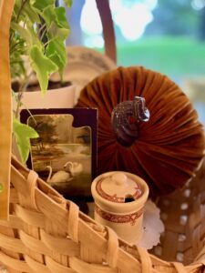 fall basket vignette styled 